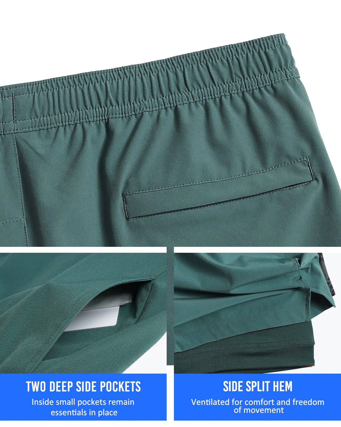 5" Quick Dry Athletic Shorts Medium Ivy Green